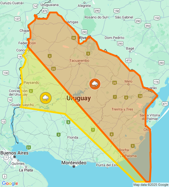 alerta naranja y amarilla 25/02 14.00