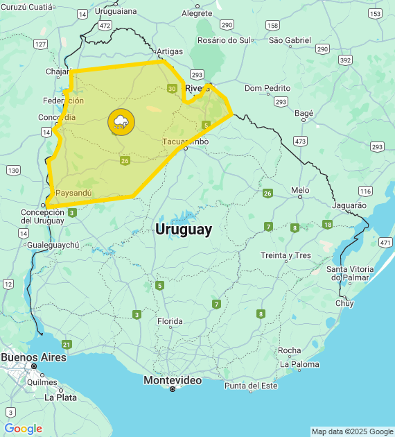 mapa Inumet alerta 12.2