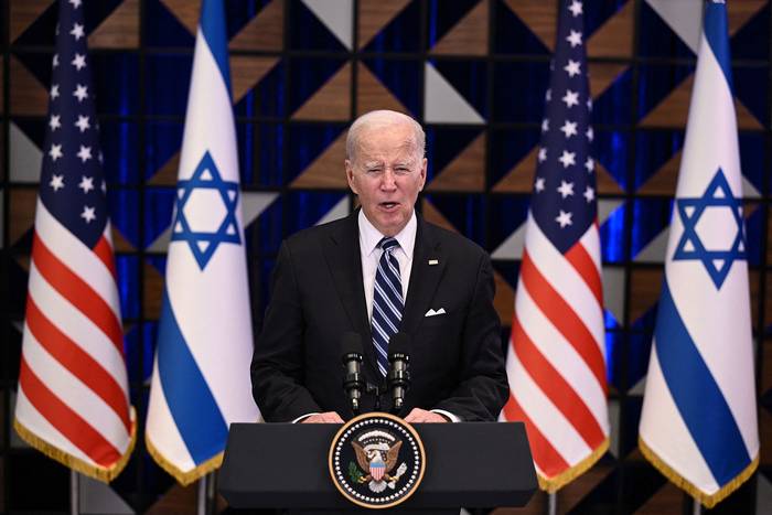 Joe Biden durante una conferencia de prensa en Tel Aviv (18.10.2023). · Foto: Brendan Smialowski, AFP