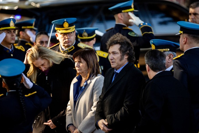Javier Milei en la conmemoración de los agentes caídos de la Policía Federal Argentina, el 2 de julio, en Buenos Aires. · Foto: Tomás Cuesta, AFP