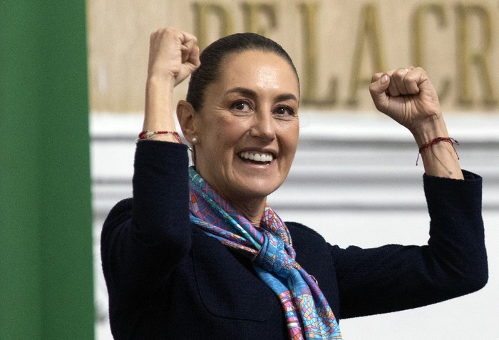 Claudia Sheinbaum, el 5 de octubre, en Ciudad de México. · Foto: Yuri Cortez / AFP