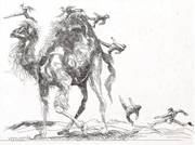 Mingo Ferreira, dibujo de la serie de los camellos, años ochenta. 