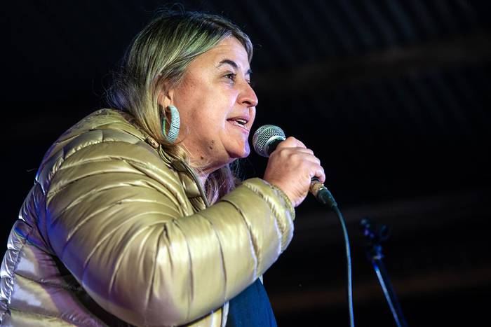 Sandra Lazo durante un acto del MPP en Rocha (archivo, junio 2019). · Foto: Santiago Mazzarovich, adhocfotos