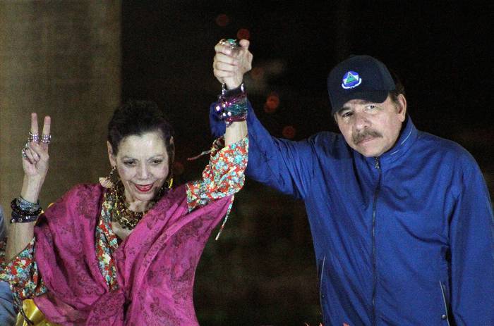 Rosario Murillo y Daniel Ortega, en Managua, Nicaragua (archivo, marzo de 2019). · Foto: Maynor Valenzuela, AFP
