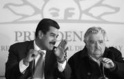 Nicolás Maduro y José Mujica, ayer, durante la conferencia de prensa que brindaron en la residencia de Suárez y Reyes. 