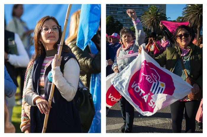Movilizaciones por el No y por el Sí, este domingo, en Montevideo. · Foto: Alessandro Maradei