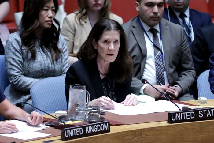 Dorothy Shea, embajadora de Estados Unidos ante las Naciones Unidas, durante la reunión del Consejo de Seguridad, el 4 de junio, en Nueva York. · Foto: Leonardo Muñoz, AFP Dorothy Shea, embajadora de Estados Unidos ante las Naciones Unidas, durante la reunión del Consejo de Seguridad, el 4 de junio, en Nueva York. · Foto: Leonardo Muñoz, AFP