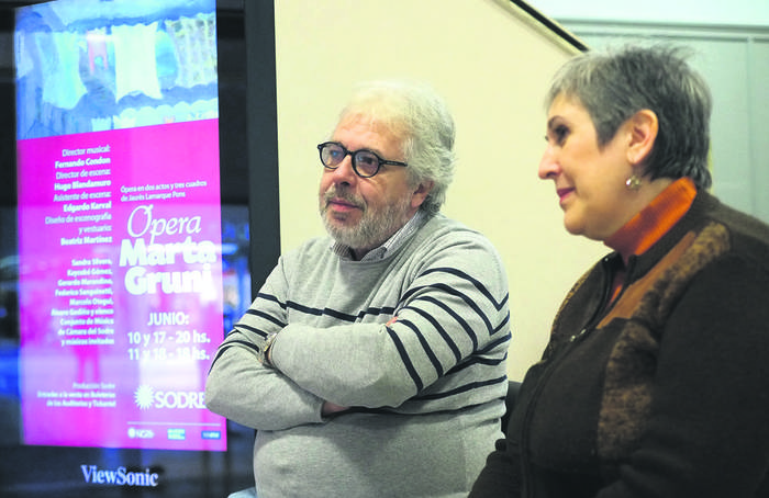 Fernando Condon, director musical, y Raquel Pierotti, directora de la ópera Marta Gruni. Foto: Pablo Vignali