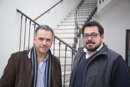 Yamandú Orsi y Alejandro Sánchez. · Foto: Ernesto Ryan Yamandú Orsi y Alejandro Sánchez. · Foto: Ernesto Ryan