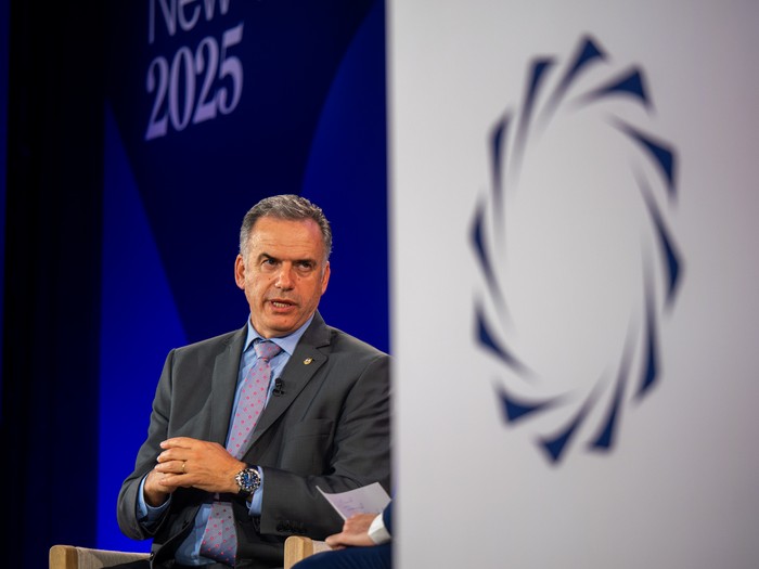 Yamandú Orsi, el 22 de setiembre, durante la Cumbre Anual Concordia 2025, en Nueva York. Foto: Martín Pérez, Presidencia
