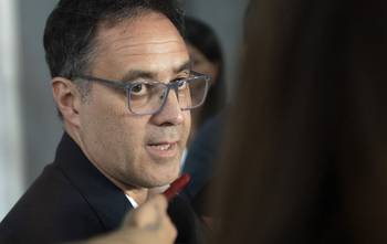 Mauricio Bertalmio, candidato a intendente de Durazno, el 5 de mayo, en la Torre Ejecutiva. · Foto: Alessandro Maradei