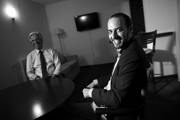 Fernando Amado y Tabaré Vázquez durante una reunión. Foto: Nicolás Celaya (archivo, noviembre de 2014)