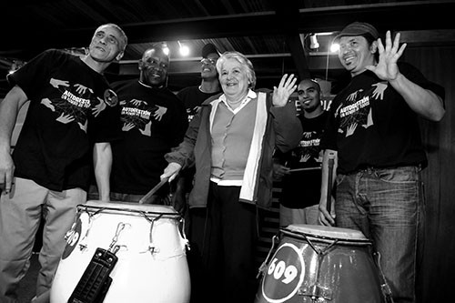 Lucía Topolansky durante el lanzamiento de campaña del Espacio 609, ayer, en el Teatro el Galpón. /Foto: Nicolas Celaya