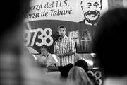 Fernando Lorenzo y Rafael Michelini, ayer, en el acto de militantes  de la lista 99738 en el local La Huella de Seregni en Montevideo. /Foto: Fernando Morán.