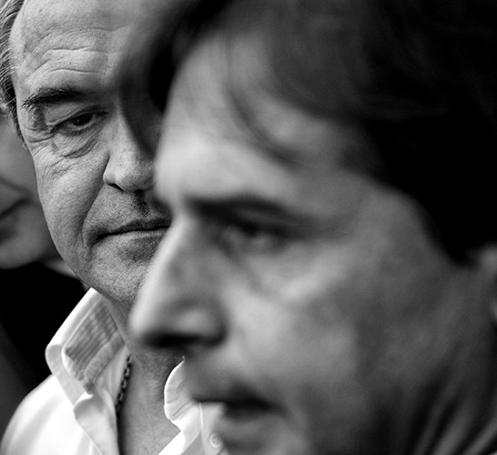 Jorge Larrañaga y Luis Lacalle Pou. / Foto: Javier Calvelo (archivo, junio de 2014)