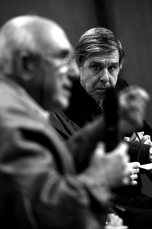 Roberto Markarian y Álvaro Rico, ayer, en la Facultad de Ciencias de la Udelar. / Foto: Nicolás Celaya