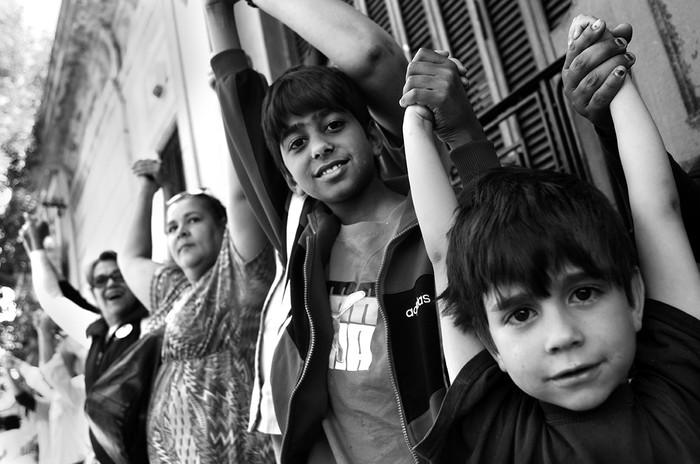 Movilización, ayer, en el Sanatorio Canzani. Foto: Pablo Vignali