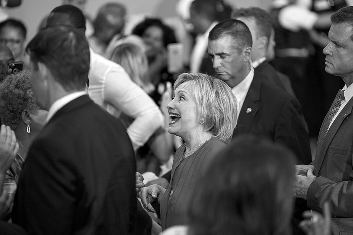Hillary Clinton, ayer, en Filadelfia, Pensilvania. Foto: Jessica Kourkounis, Afp