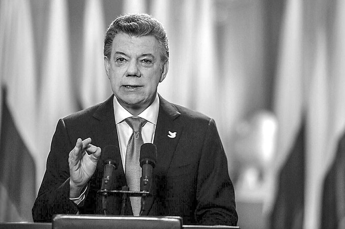 Juan Manuel Santos, presidente colombiano, en el Palacio Narino de Bogotá, el 12 de noviembre. Foto: Presidencia colombiana, AFP