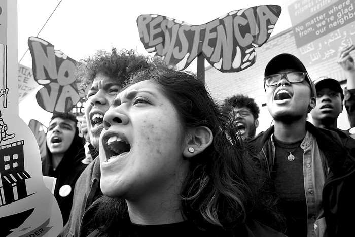 Protesta frente al centro de detención de Elizabeth, que actualmente alberga a personas que esperan ser deportadas, el 23 de febrero, en Nueva Jersey. Foto: Spencer Platt, AFP
