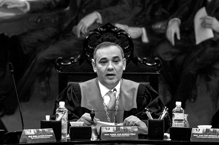 Maikel Moreno, presidente de la Corte Suprema de Venezuela, durante una conferencia de prensa, ayer, en Caracas. Foto: Federico Parra, AFP