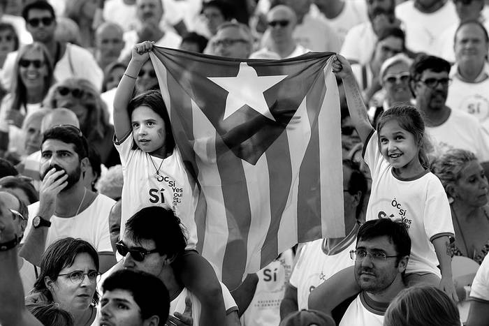 Manifestación a favor de la independencia durante la Diada, Día Nacional de Cataluña, ayer, en Barcelona. Foto: Lluís Gené, AFP