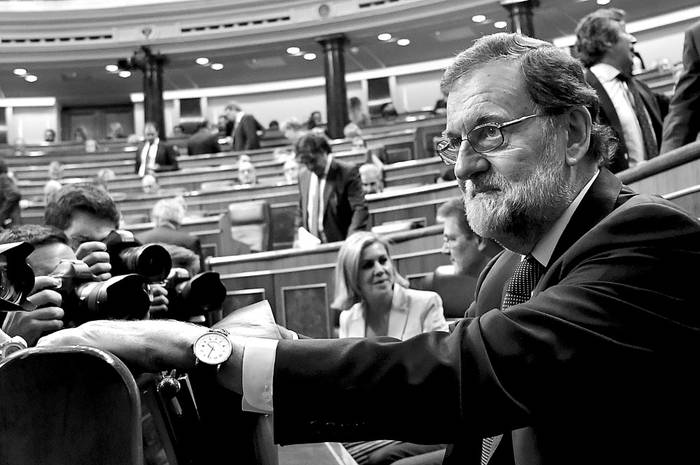 Mariano Rajoy, presidente del gobierno español, ayer, en el Parlamento, en Madrid. Foto: Javier Soriano, AFP