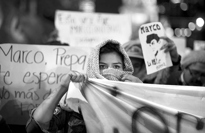 Manifiestación por el estudiante de 17 años Marco Antonio Sánchez, en la Ciudad de México. Foto: Alfredo Estrella, AFP