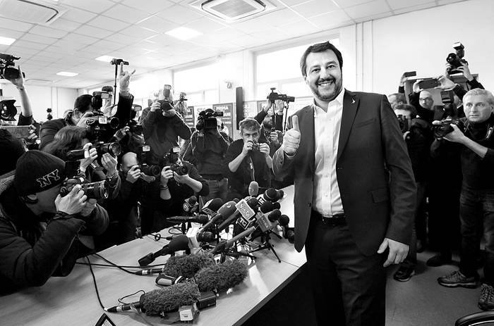 Matteo Salvini, líder del partido Lega, ayer, en Milán. Foto: Miguel Medina, AFP