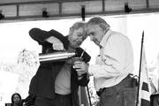 Luiz Inácio Lula da Silva y José Mujica, ayer, durante el acto en Santana do Livramento. Foto: Iván Franco