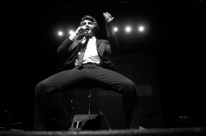 Gustaf, ayer, durante la ceremonia de entrega de los premios Florencio, en la sala Zitarrosa. · Foto: Nicolás Celaya