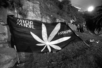Una bandera por la Marcha Mundial por la Legalización de la Marihuana, el sábado, en el Molino de Pérez. Una bandera por la Marcha Mundial por la Legalización de la Marihuana, el sábado, en el Molino de Pérez.