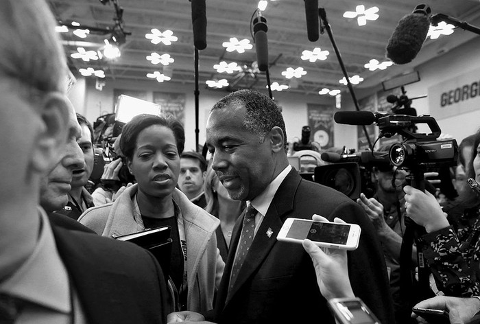 Ben Carson, candidato presidencial republicano, ayer, en la Universidad de Colorado. Foto: Justin Sullivan, Afp