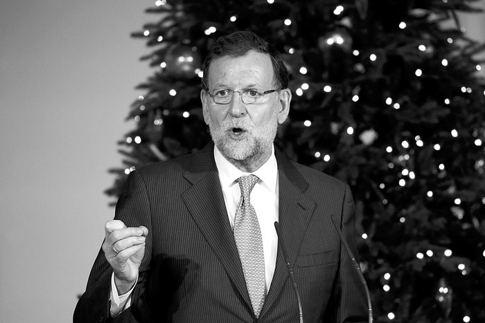 Mariano Rajoy, presidente del gobierno, durante una rueda de prensa, ayer, en el Palacio de la Moncloa, en Madrid. Foto: Sergio Barrenechea, EFE