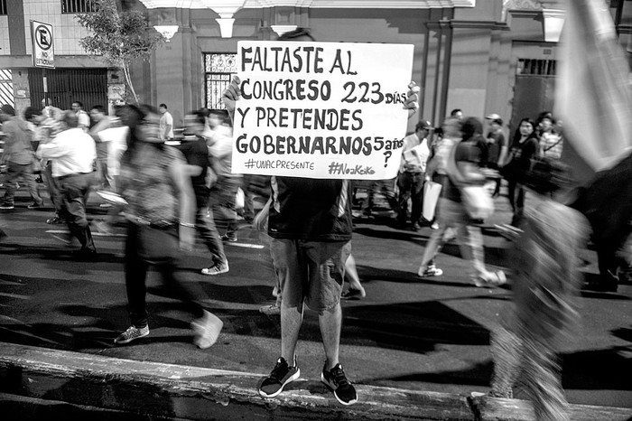 Protesta contra la candidata presidencial peruana Keiko Fujimori, en Lima, el 15 de marzo. Foto: Ernesto Benavides, Afp