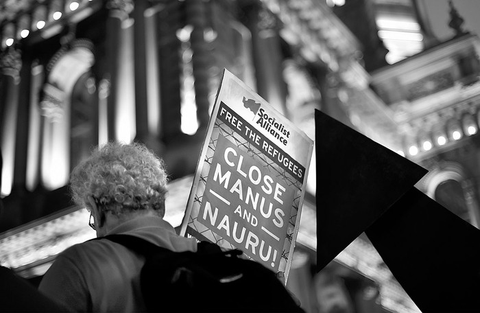 Movilización contra la política de inmigración, el 30 de abril, en Sidney, Australia. Foto: Saeed Khan, Afp