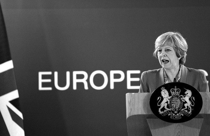 Theresa May, primera ministra británica, el 21 de octubre, en el Consejo Europeo, en Bruselas. Foto: Stéphane De Sakutin, AFP