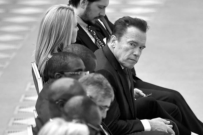 Arnold Schwarzenegger, el 25 de enero, en el Vaticano. Foto: Alberto Pizzoli, AFP