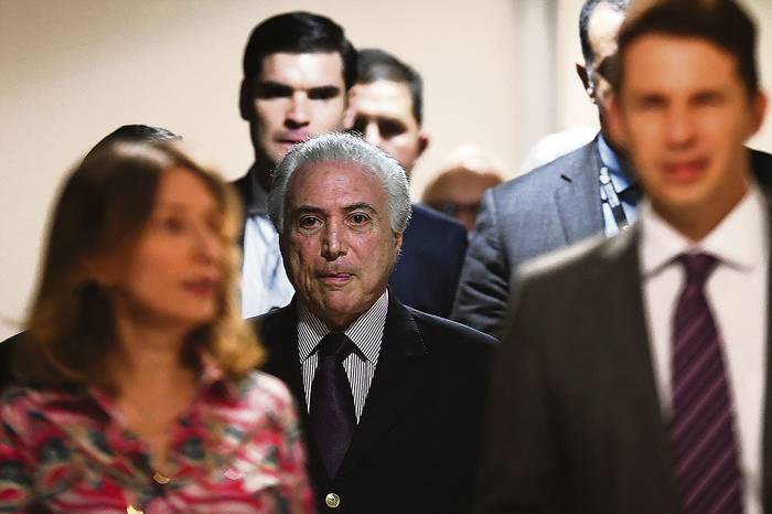 Michel Temer, anuncia a Iván Monteiro como nuevo presidente de Petrobras, el 1 de junio, en el Palacio de Planalto, en Brasilia.
 · Foto: Evaristo Sa