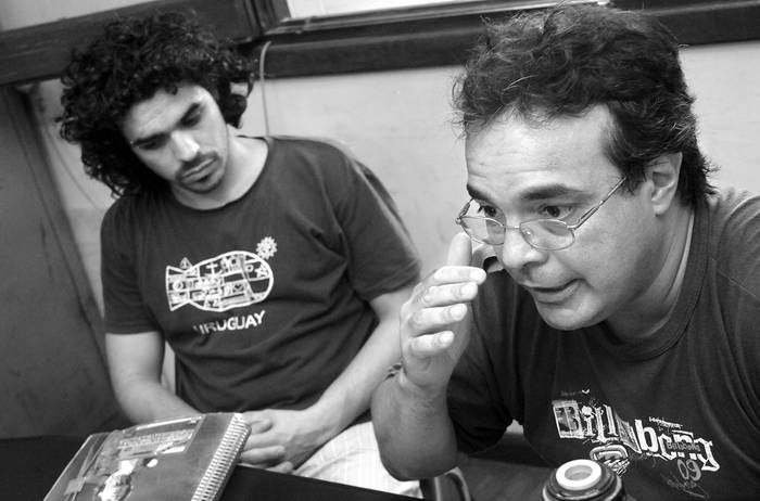  Leonardo Díaz y Gustavo Rosas, integrantes de la Comisión de Salud Laboral de la UNTMRA.  · Foto: Pablo Nogueira