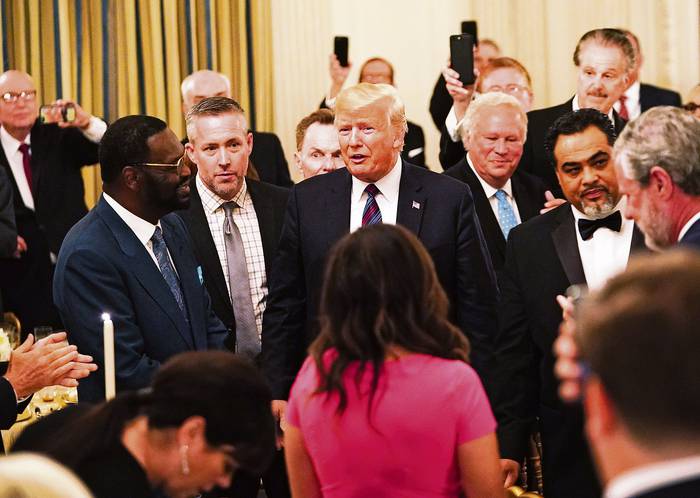 Donald Trump durante la cena en honor de los líderes evangélicos, el 27 de agosto, en el comedor de la Casa Blanca, en Washington. , afp · Foto: Mandel Ngan
