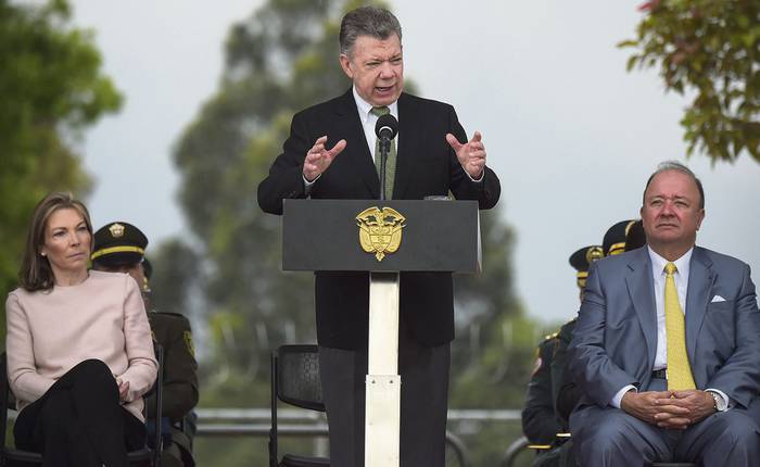 Juan Manuel Santos, presidente colombiano, durante la ceremonia conmemorativa del décimo aniversario de la Operación Jaque. · Foto: Raúl Arboleda