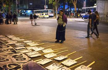 Alerta feminista en Plaza Cagancha (archivo, octubre de 2018). Alerta feminista en Plaza Cagancha (archivo, octubre de 2018).