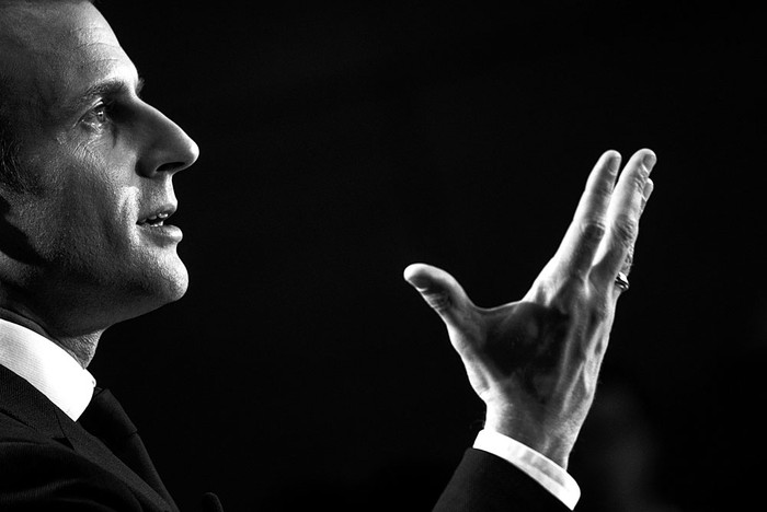 Emmanuel Macron, candidato presidencial francés, el 14 de abril, en Montbonnot Saint-Martin, Francia. Foto: Jeff Pachoud, AFP