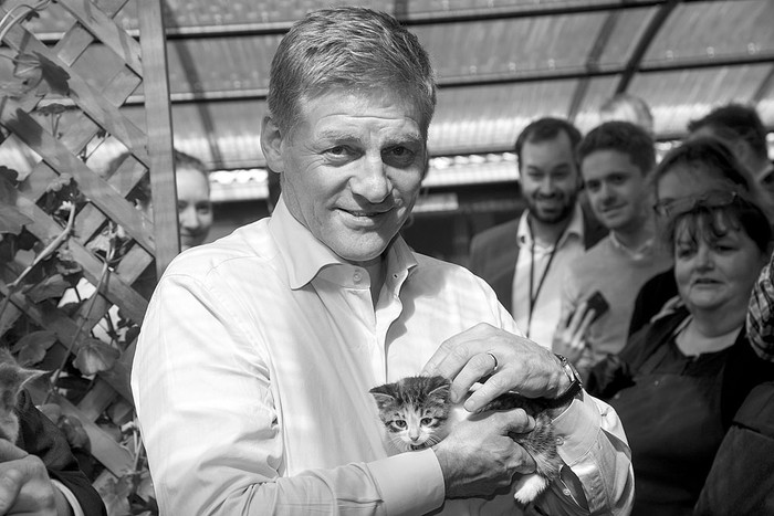 Bill English, primer ministro de Nueva Zelanda, durante la campaña electoral, el 15 de setiembre, en Wellington. Foto: Marty Melville, AFP
