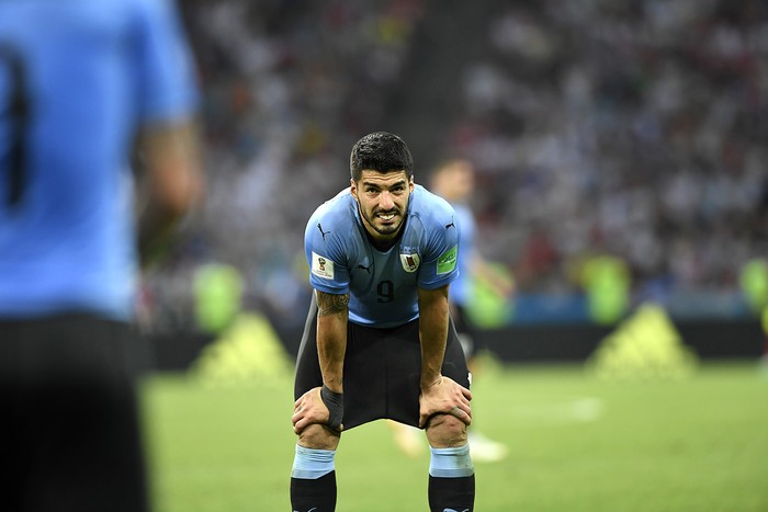 Luis Suárez en el partido Uruguay-Portugal, en el Mundial de fútbol de Rusia 2018. (archivo, junio de 2018) · Foto: Sandro Pereyra