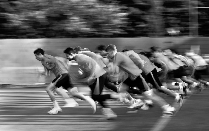 Los jugadores de Polonia durante un entrenamiento, ayer, en el estadio Robert Louis-Dreyfus,
en Marsella, Francia. Foto: Anne-Christine Poujoulat, Afp