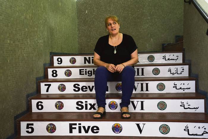 Beatriz Guigou, en el liceo 71. Foto: Mariana Greif