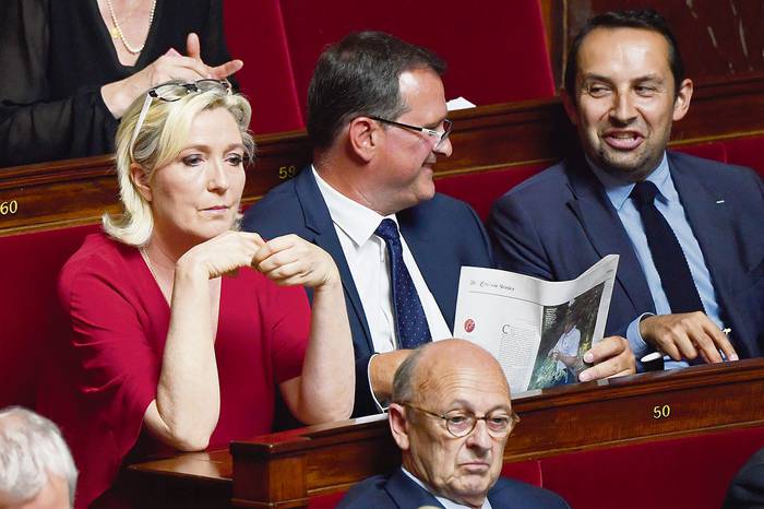Marine Le Pen, el 31 de julio,  en la asamblea nacional, en París.
 · Foto: Gerard Julien