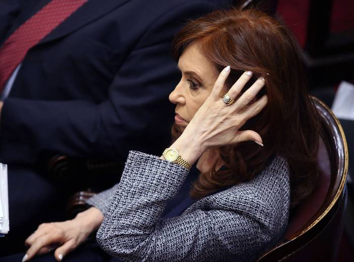 Cristina Fernández, durante una sesión en el Senado, en Buenos Aires, el 22 de agosto de 2018.  · Foto: Martín Zabala
